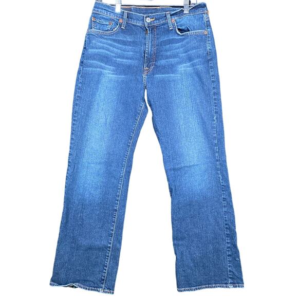 Lucky Brand Womens Jeans Blue Denim Dungarees Bootcut Whiskered 32 Short - Picture 1 of 14